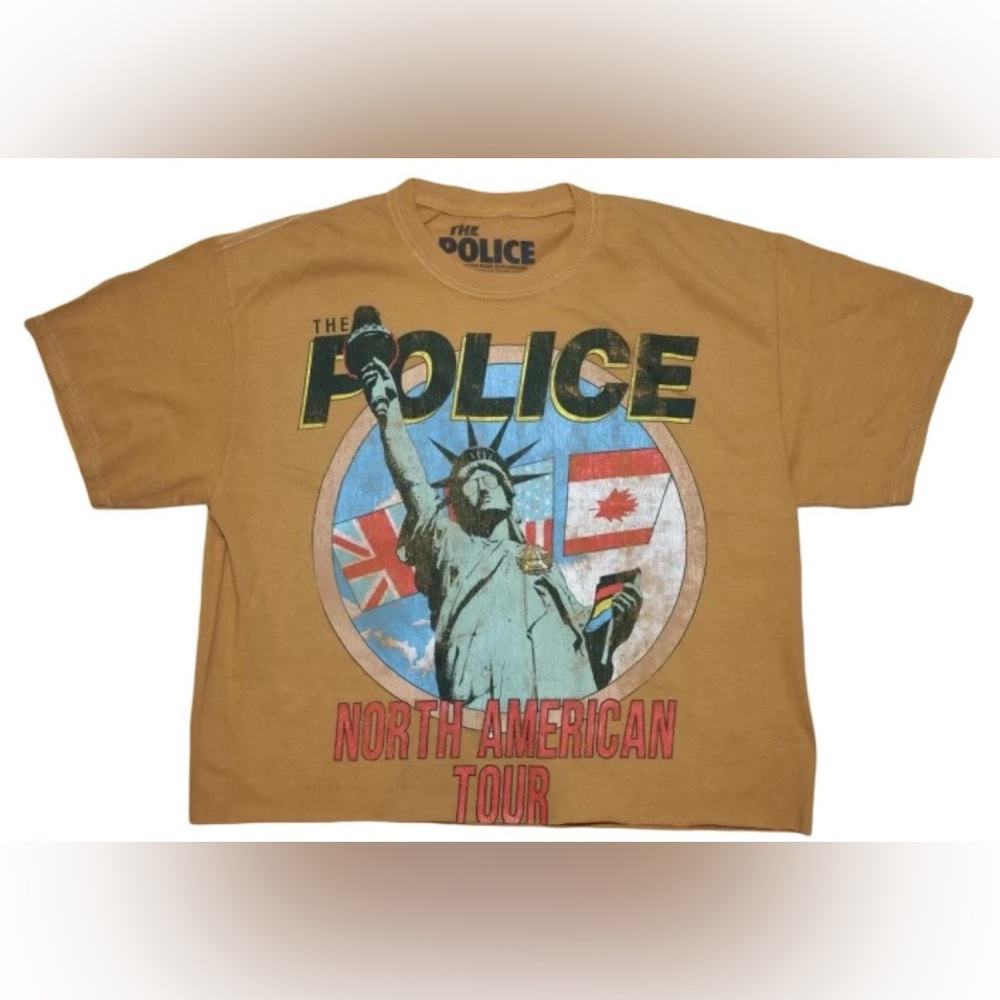 The Police North American Tour Cropped T-Shirt Women’s Yellow-Brown Small/Medium